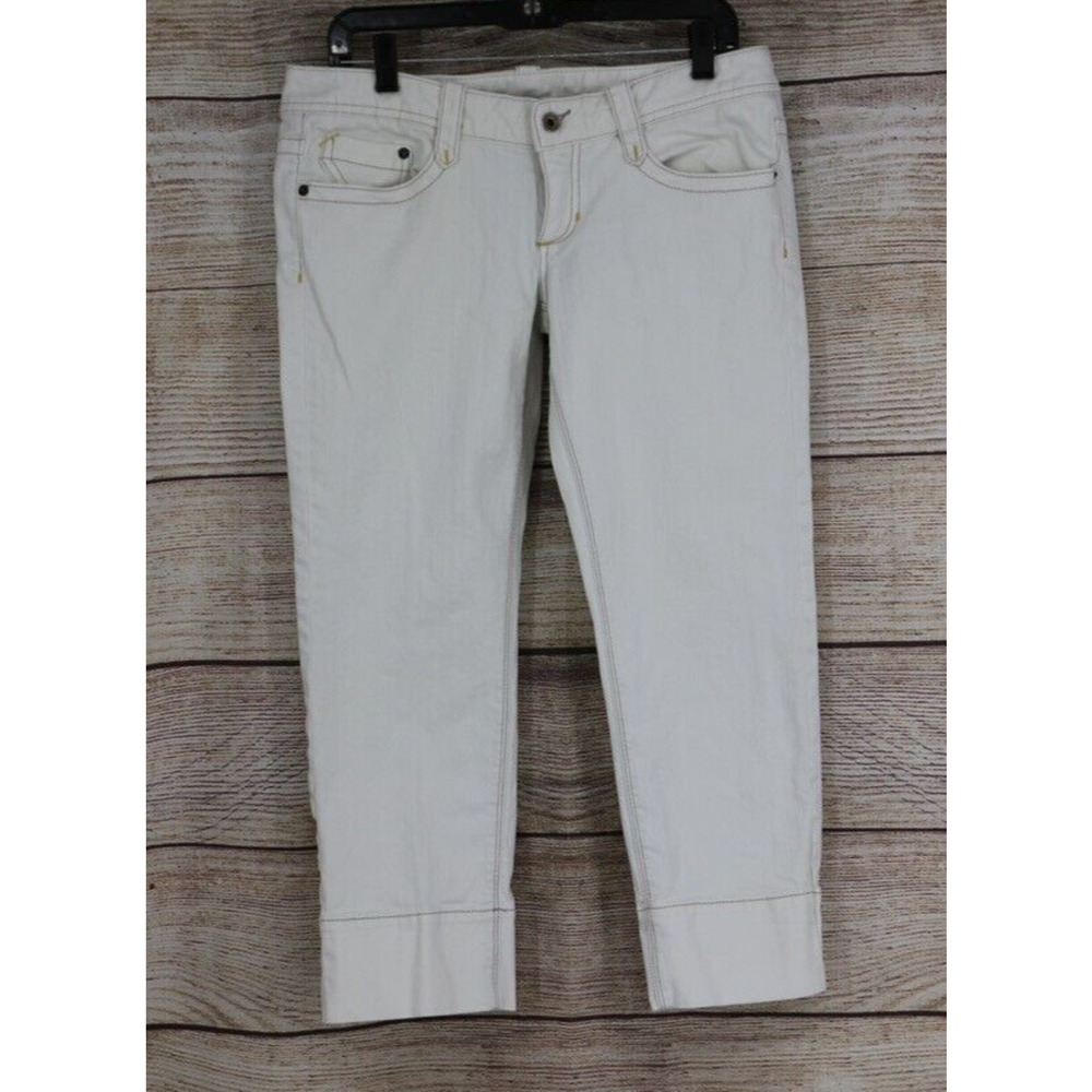 Y2K X2 Denim Laboratory Womens Size 8 Low Cut Denim Cropped White Jeans